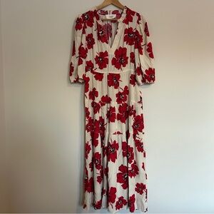 Ba&sh Red and Cream Floral Maxi Dress